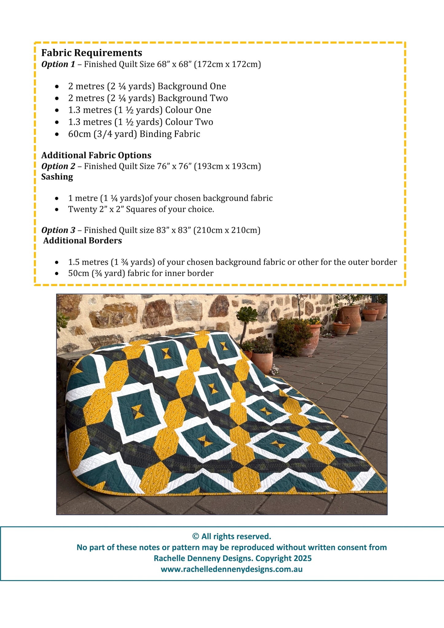 Front Row Quilt Pattern - NEW -