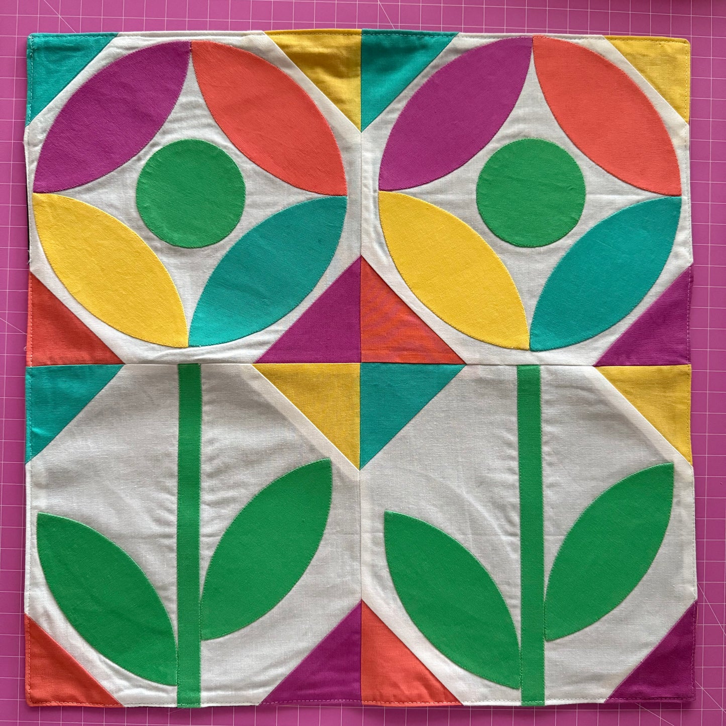 Pom Pom Pieced and Applique Block