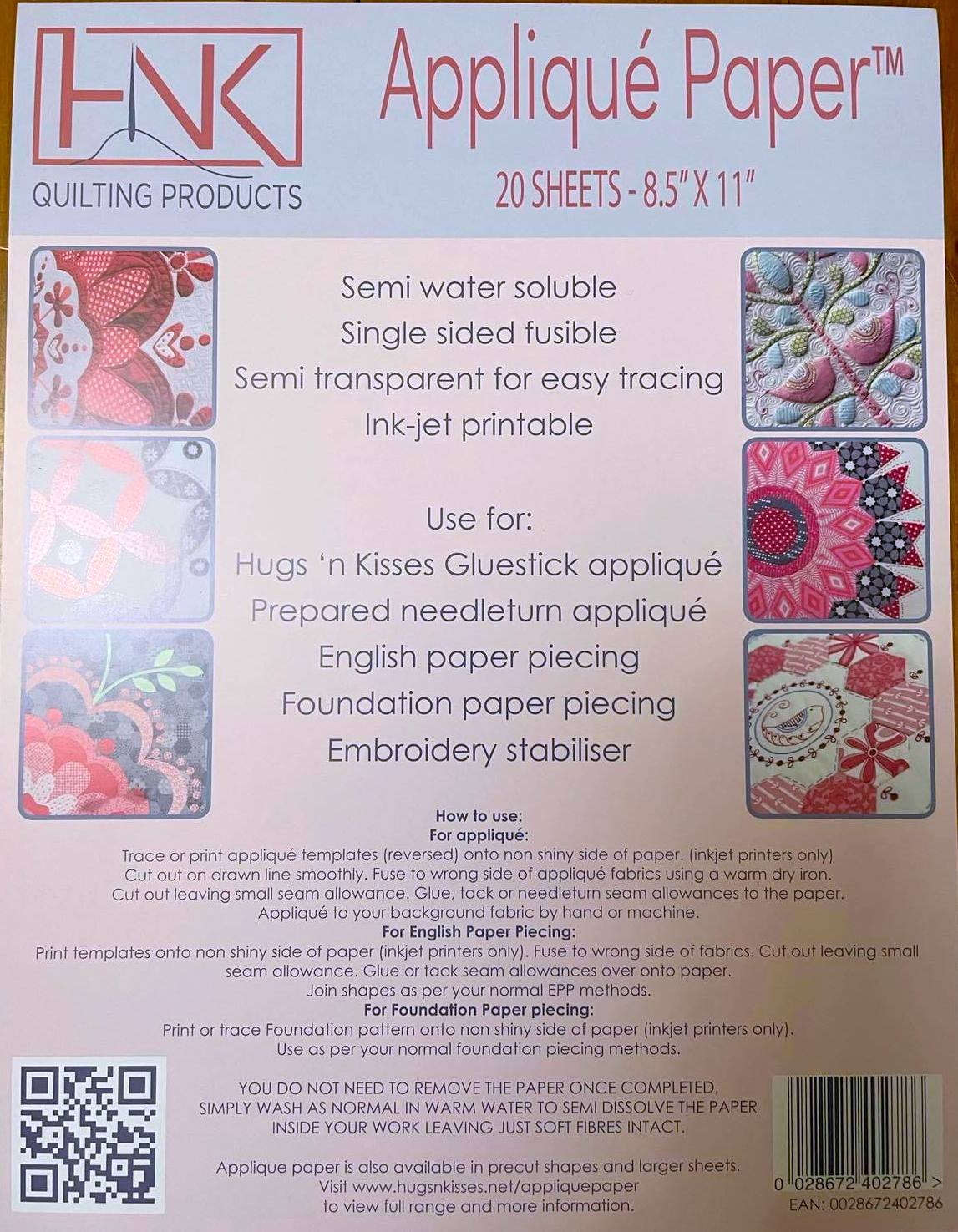 Hugs and Kisses Applique Sheets