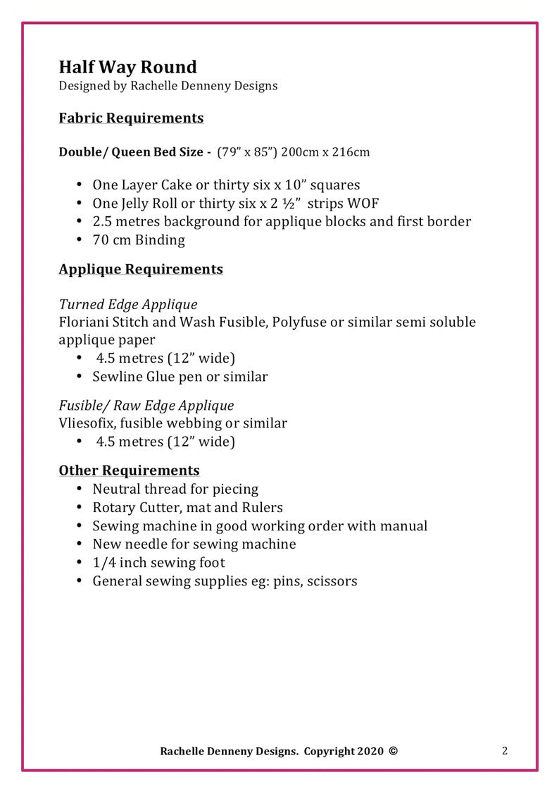 Half Way Round PDF Pattern