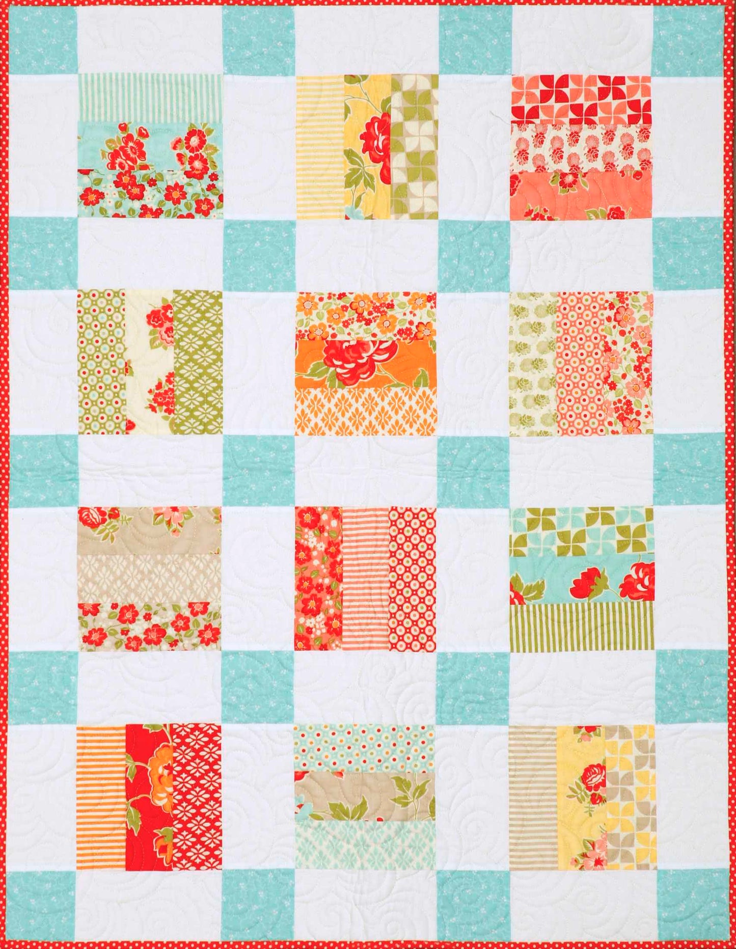 Baby Quilt Pattern PDF Download. Using jelly roll strips or 2 1/2" strips. Suitable for Beginner quilters, easy piecing with easy to follow instructions and diagrams.