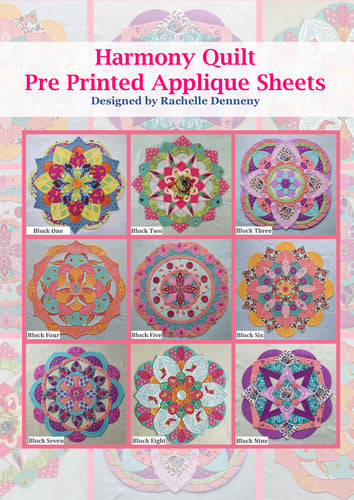 Harmony Quilt Pre Printed Applique Sheets