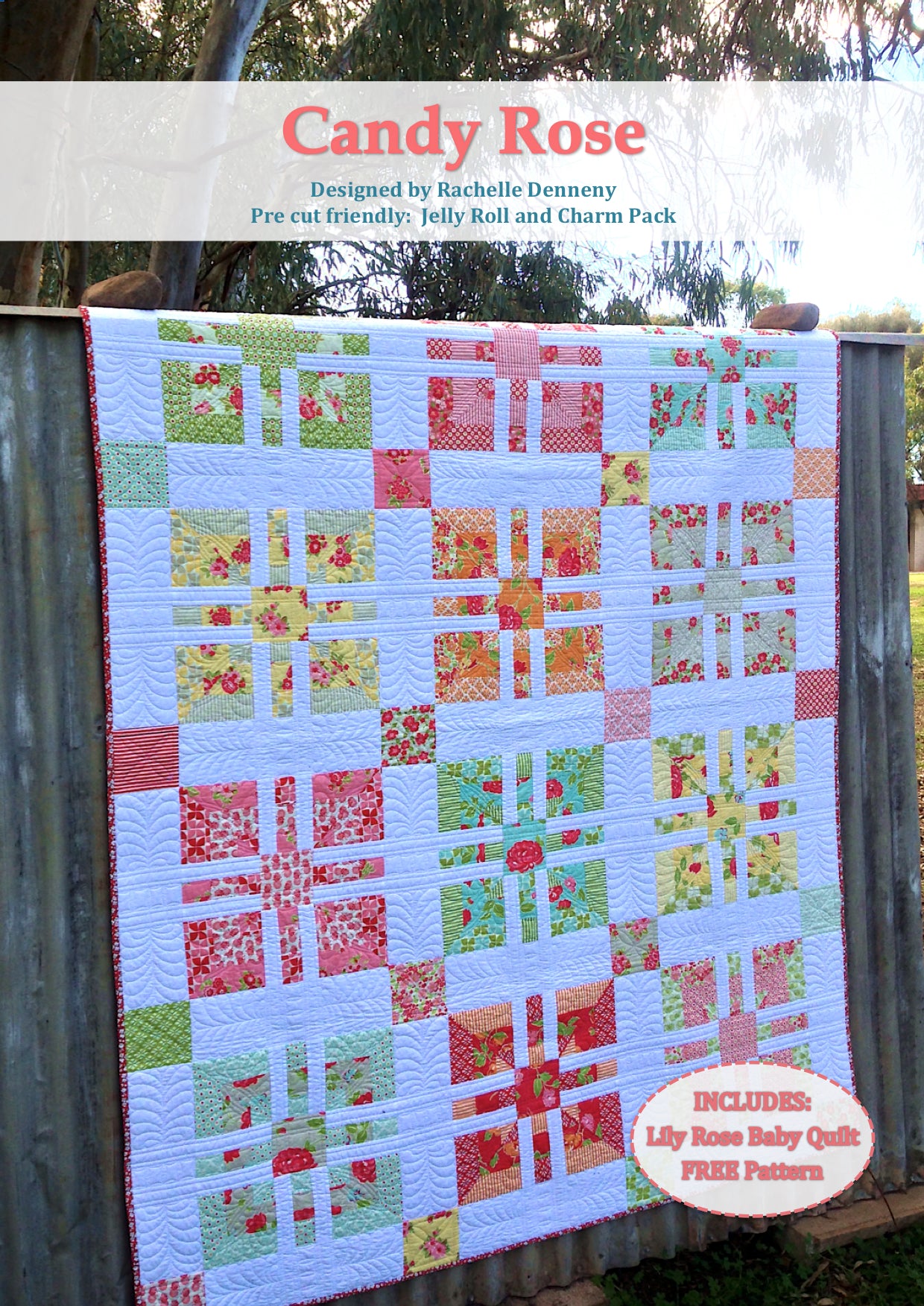 Candy Rose PDF Pattern - Plus Lily Rose baby quilt pattern