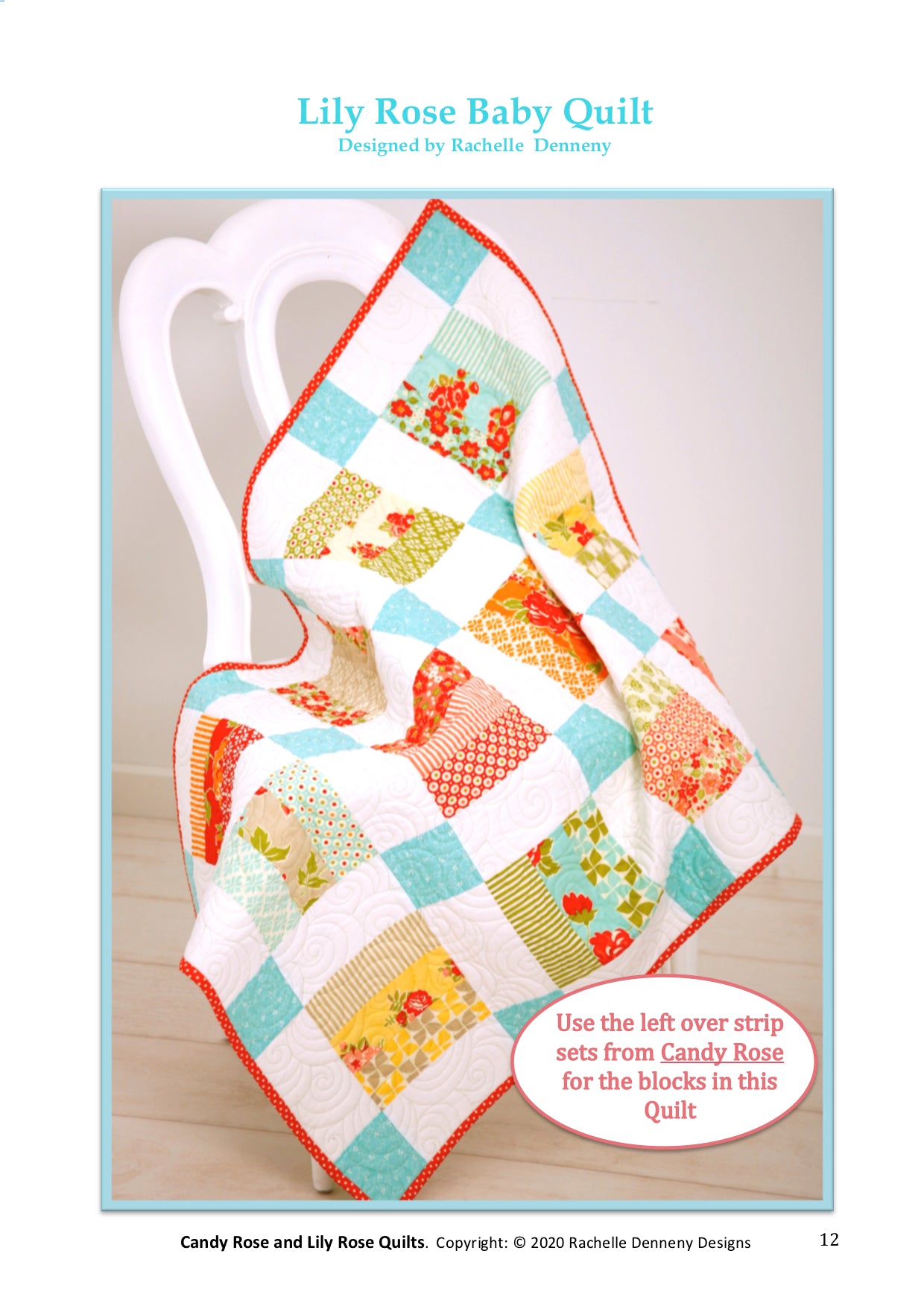 Candy Rose PDF Pattern - Plus Lily Rose baby quilt pattern